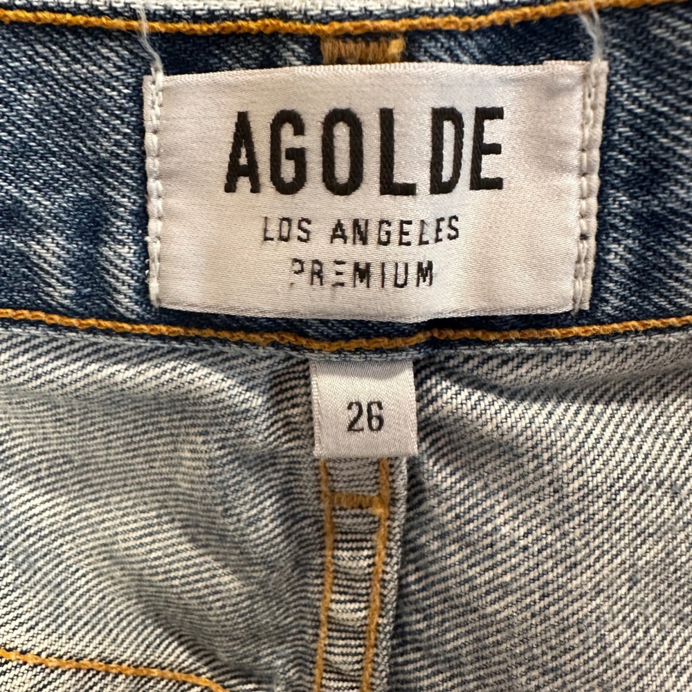 AGOLDE Riley High Rise Straight Jeans Distressed Light Wash Size 26 - Picture 8 of 10